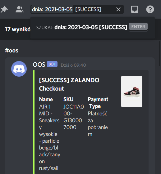 2 tasks cooked 17 pairs lmao 👌
s/o <a href="/OOS_Bot/">OOS Bot</a> 
s/o <a href="/HypemonitorPL/">HYPEMONITOR</a>
