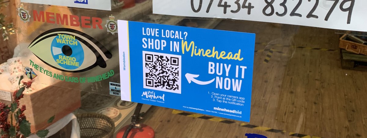 mineheadbid's tweet image. Despite the current lockdown you can still #shoplocal and be inspired by looking at businesses own website. Scan the code on display to have a look #ShopInMinehead #MineheadBID