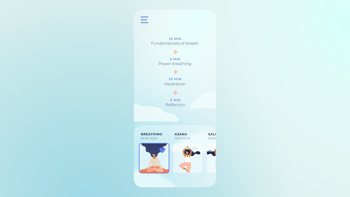 ToriBidwell's tweet photo. 041  #DailyUI Today's challenge was to design a workout tracker so I decided to add to my #Mindfulness  app concept, tracking workouts for the mind and body. #dailyuichallenge #uidesign #meditation #breathing #yoga #design #UI https://t.co/AlNcohrPBo