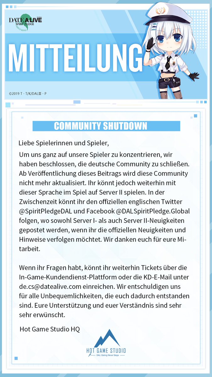 Schließung der Community 

Um uns voll und ganz auf unsere Spieler zu konzentrieren, werden wir die deutsche Community zu schließen. Ab Veröffentlichung dieses Beitrags wird diese Community nicht mehr aktualisiert. Ihr könnt aber weiterhin mit Deutsch im Spiel auf SV2 spielen.