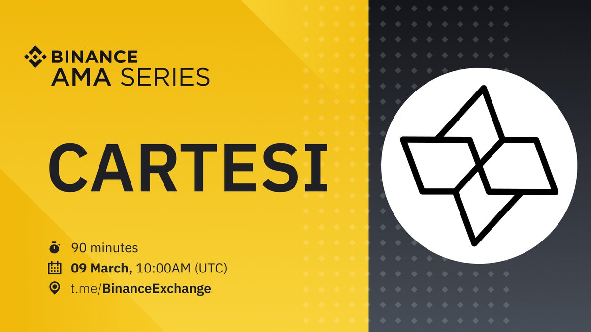 binance's tweet photo. Join us on March 9🗓 at 10AM UTC⌚️ for an AMA with @cartesiproject’s CEO @erickdemoura and Blockchain Engineer @felipeargento!

There will be $3,000 in $CTSI to be won, so don't miss out and save the date! 🏆

Get involved here➡️ https://t.co/6A44tBLSZI https://t.co/MMa6GcLtSy