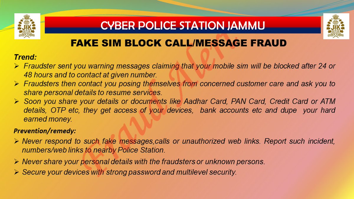 #AwarenessCyberPolJmu
<a href="/JmuKmrPolice/">J&K Police</a> 
@mukesh_ips_jk 
<a href="/ZPHQJammu/">Zonal Police Media Centre- Jammu Zone</a>
<a href="/bhatray/">Rayees Mohammad Bhat</a>
<a href="/shridhar_ips/">Sridhar</a> 
<a href="/Sandeepmehta075/">Sandeep Mehta</a> 
<a href="/KathuaPolice/">Kathua Police</a> 
<a href="/WasimHamdani30/">Wasim Hamdani</a> 
<a href="/Cyberdost/">CyberDost I4C</a>