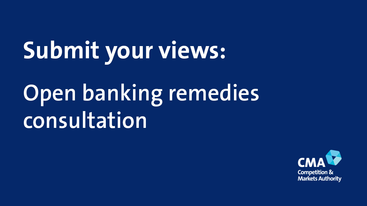 We’re calling for views on the future governance of the CMA’s Open Banking remedies. 

Interested parties must submit their views by 29 March 2021. 

Find out more: ow.ly/igJ950DQQzp