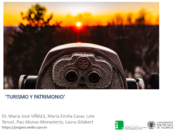 Turismo y el Patrimonio. María José Viñals presenta los métodos y herramientas que dan una perspectiva rigurosa para abordar la gestión del patrimonio. Se distinguen tres grandes etapas: la conservación y protección del patrimonio, la puesta en valor y el desarrollo económico.