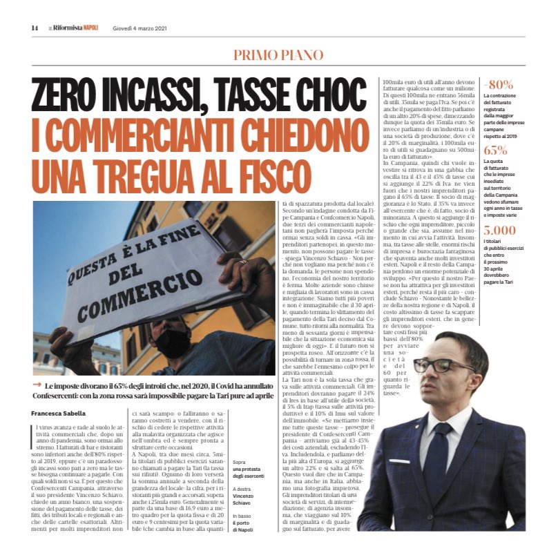 v_schiavo's tweet photo. Il focus molto interessante su @ilriformista con i dati di #Confesercenti e il mio intervento sulla “morsa” fiscale che sempre di più blocca la nostra economia. https://t.co/IYfFpXpT07