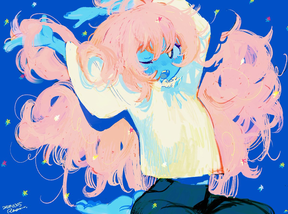 1girl solo long hair pink hair closed eyes shirt white shirt  illustration images