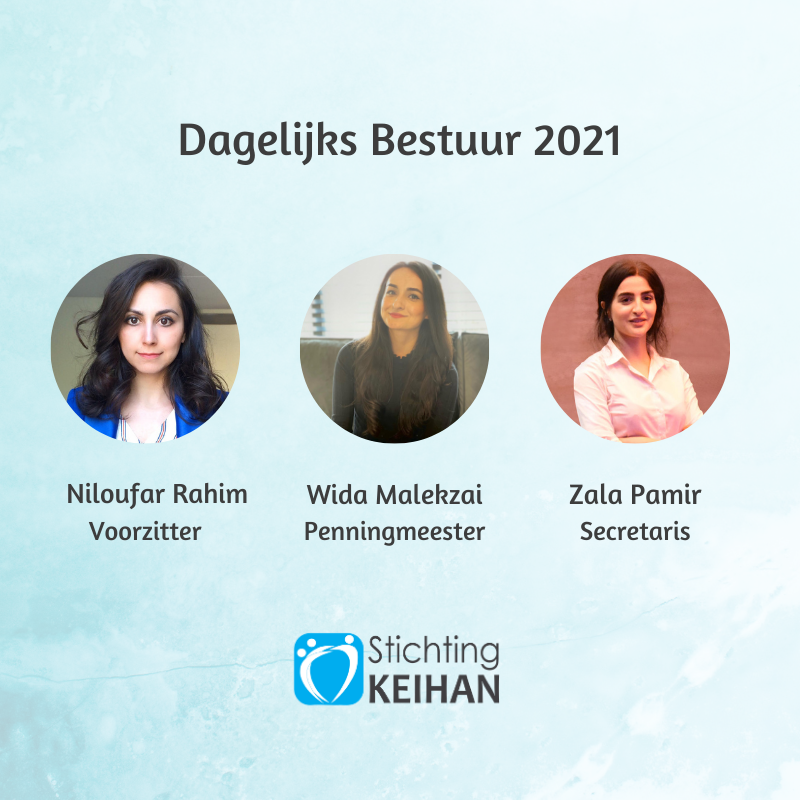KEIHAN Foundation hereby presents the Executive Commitee 2021. On Wednesday, February 10th, the board election was held and three candidates were elected for the following functions.
#buildingbridges #keihanfoundation #afghanistan #netherlands