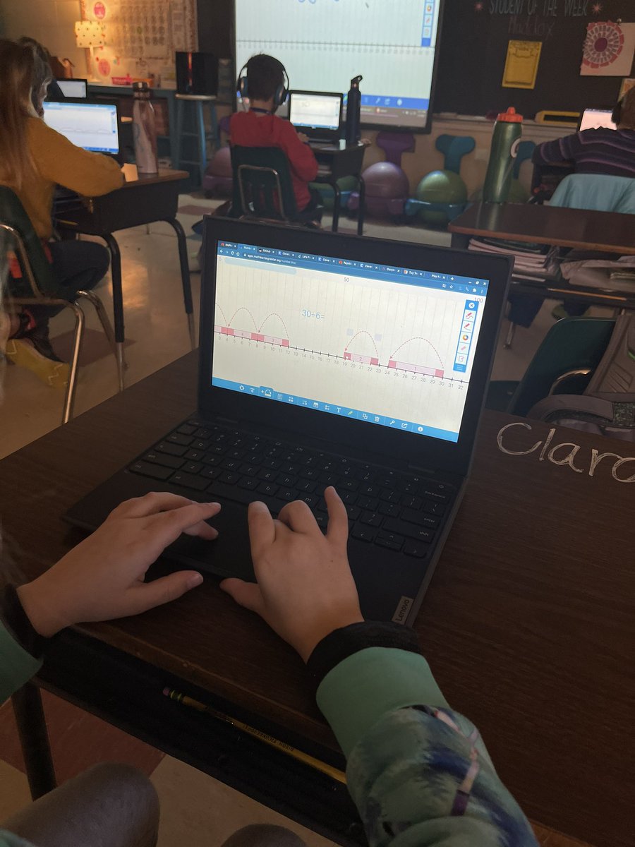 MrsDutoisClass's tweet photo. Interactive number line so students can practice their division strategies! I can’t tell you how many times the students shouted out “this is so cool and so fun!”. #thisis3rdgrade #bettieweaver #ccps https://t.co/GtjhQMaJVn