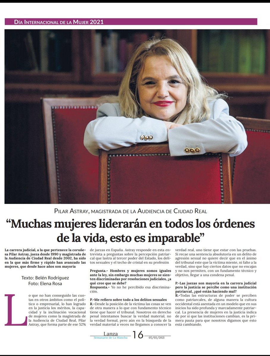 Imprescindible entrevista a nuestra compañera Pilar Astray, Magistrada de la AP de Ciudad real, con motivo del #8M2021 #8Marzo #Igualdad  #Equality 

APM, rompiendo techos de cristal.