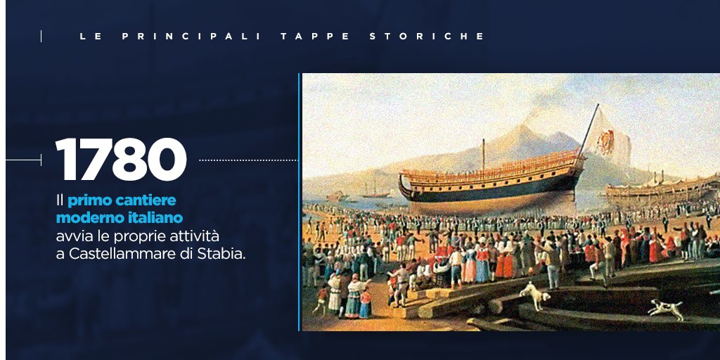 La nostra storia ha inizio nel 1780 quando a #CastellammareDiStabia, il primo #CantiereNavale moderno italiano entrava in funzione. Il vascello #Partenope fu una delle prime unità costruite nello stabilimento che, nel 1808, venne ingrandito.

#WeAreFincantieri
#TheSeaAhead