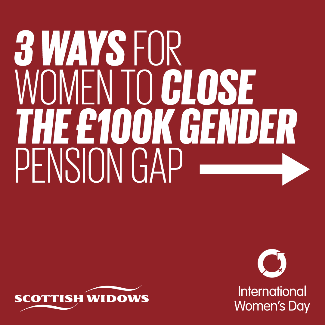 ScottishWidows's tweet photo. To take on the #GenderPensionGap we have 3 top tips to help get your savings sorted.

Let’s close the £100k gap.

#IWD2021 #ChooseToChallenge #CapitalAtRisk
