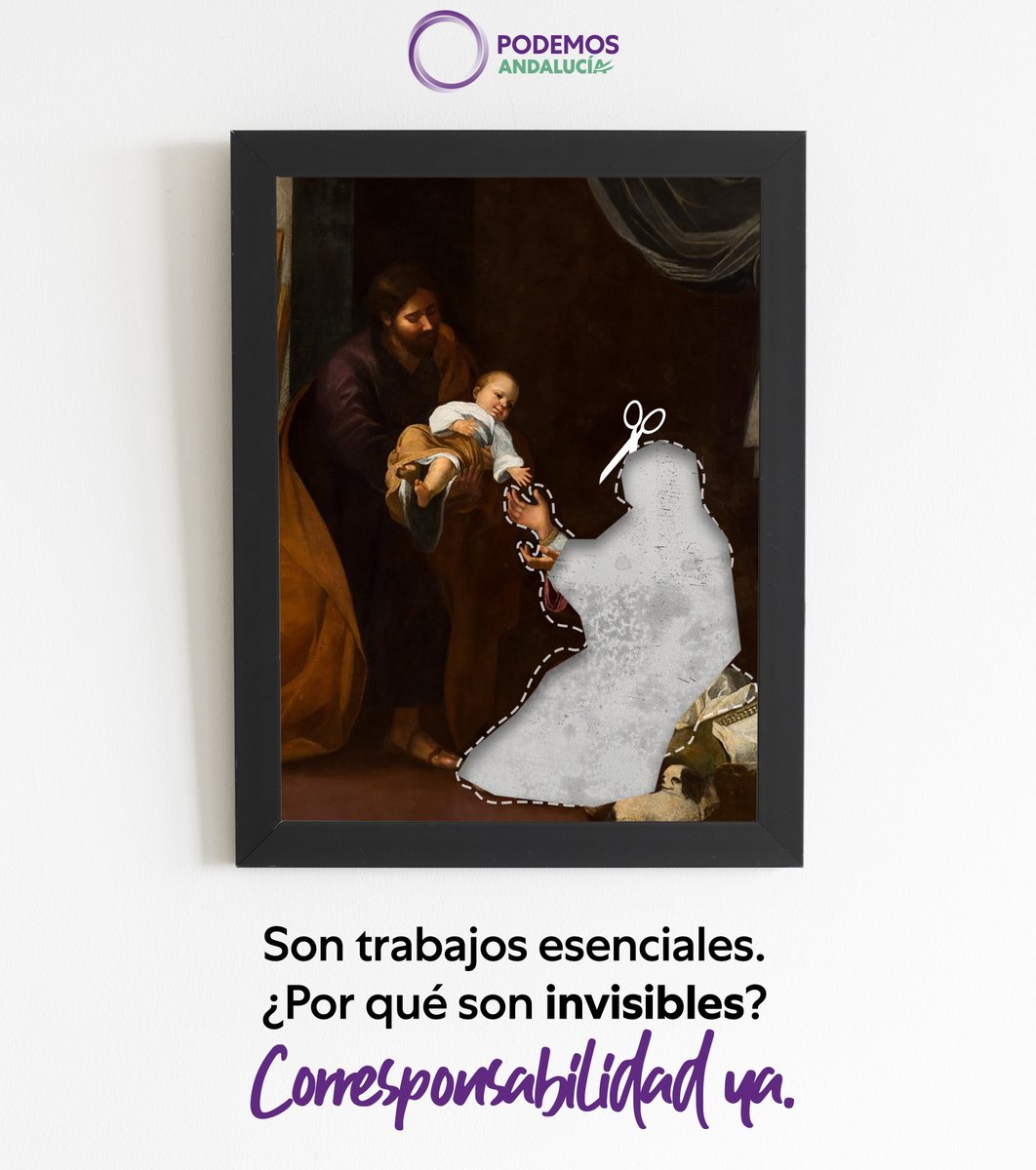 Podemos_AND's tweet photo. 💜 ¿Y si ellas no estuvieran ahí? Es la hora de poner en valor esos trabajos invisibles que sostienen nuestra sociedad.

La igualdad efectiva empieza por el reparto de todas las tareas, y también de la carga mental que suponen los cuidados.

#CorresponsabilidadYA #8M2021 https://t.co/EiotuJVP5g