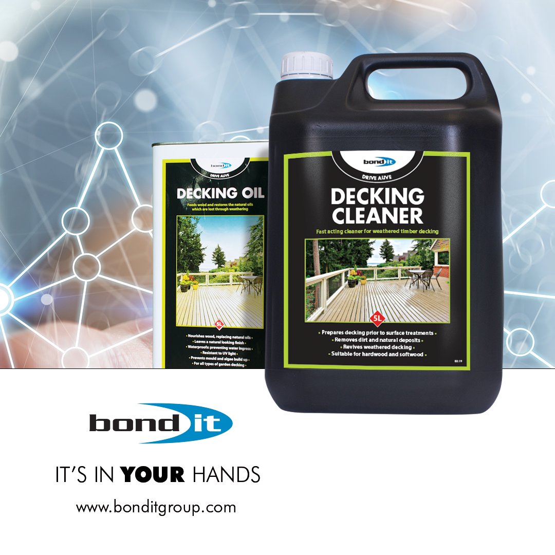 BondItUK's tweet photo. Looking for a DIY project at the weekend?? Pick up some of Bond Its Decking products to breathe some life back in to tired outdoor socialising areas. High quality cleaners and oils available for hardwood and softwood timber decks. #getreadyforspring #diyprojects #springoffers https://t.co/EeWavpz5m3