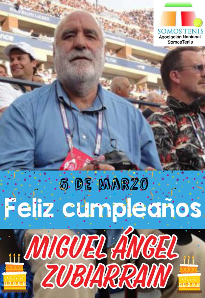 SomosTenis_es's tweet photo. Hoy 5 de marzo cumple años 🎂 nuestro apreciado amigo y Socio de Honor Miguel Angel Zubiarrain @ZubiTennis referente fotógrafo/periodista español con mayor experiencia en el circuito tenístico internacional. ¡¡FELICIDADES ZUBI!! https://t.co/0MbxAhKrGw #SomosTenis #SumandoTenis https://t.co/Up0wyUoVvR