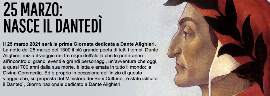 #Dante 2021: il Ministro Franceschini annuncia il programma delle #celebrazioni del prossimo #Dantedì #IoleggoDante #25marzo #PoesiaEProsa #sommopoeta #ILuoghiDellAnima #formazione #iniziativa #scuole #arte #divinacommedia #letture corriereuniv.it/cms/2021/03/da…