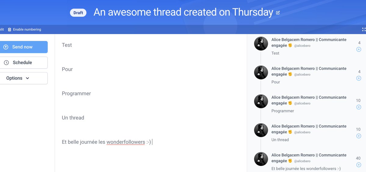 alicebero's tweet image. #TipsTwitter : Je vous recommande &quot;Thread Creator&quot; un outils très simple pour programmer des #threads ! Je n&apos;ai pas encore vu passer cette fonctionnalité ailleurs donc ça dépanne bien pour le moment ! 
threadcreator.com/threads/