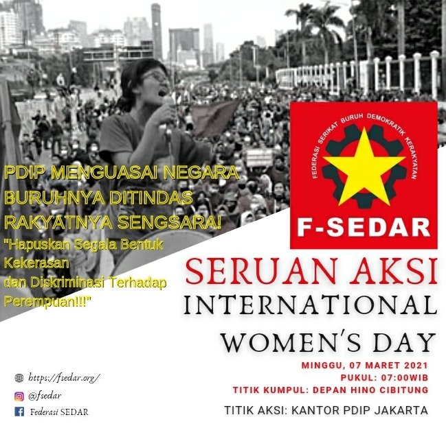 fajarjunianto20's tweet photo. PDIP Menguasai Negara Buruh DITINDAS Rakyatnya SENGSARA
" Hapuskan Segera Bentuk Kekerasan dan Diskriminasi Terhadap Perempuan!!! "

#FSEDAR
#HidupBuruhPerempuanYangMelawan https://t.co/yGoCSNNdZi