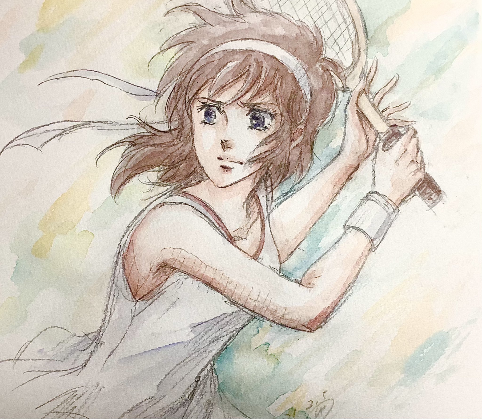 ゆきち エースをねらえの岡ひろみ描きました ひろみ描くなら躍動感まで描きたいって思ったけどどうかなあ 絵は劇場版くらいのイメージが近いかも あと マキちゃんの声だった菅谷政子さんの追悼も込めて この世代の声優さんがいなくなっていくのは