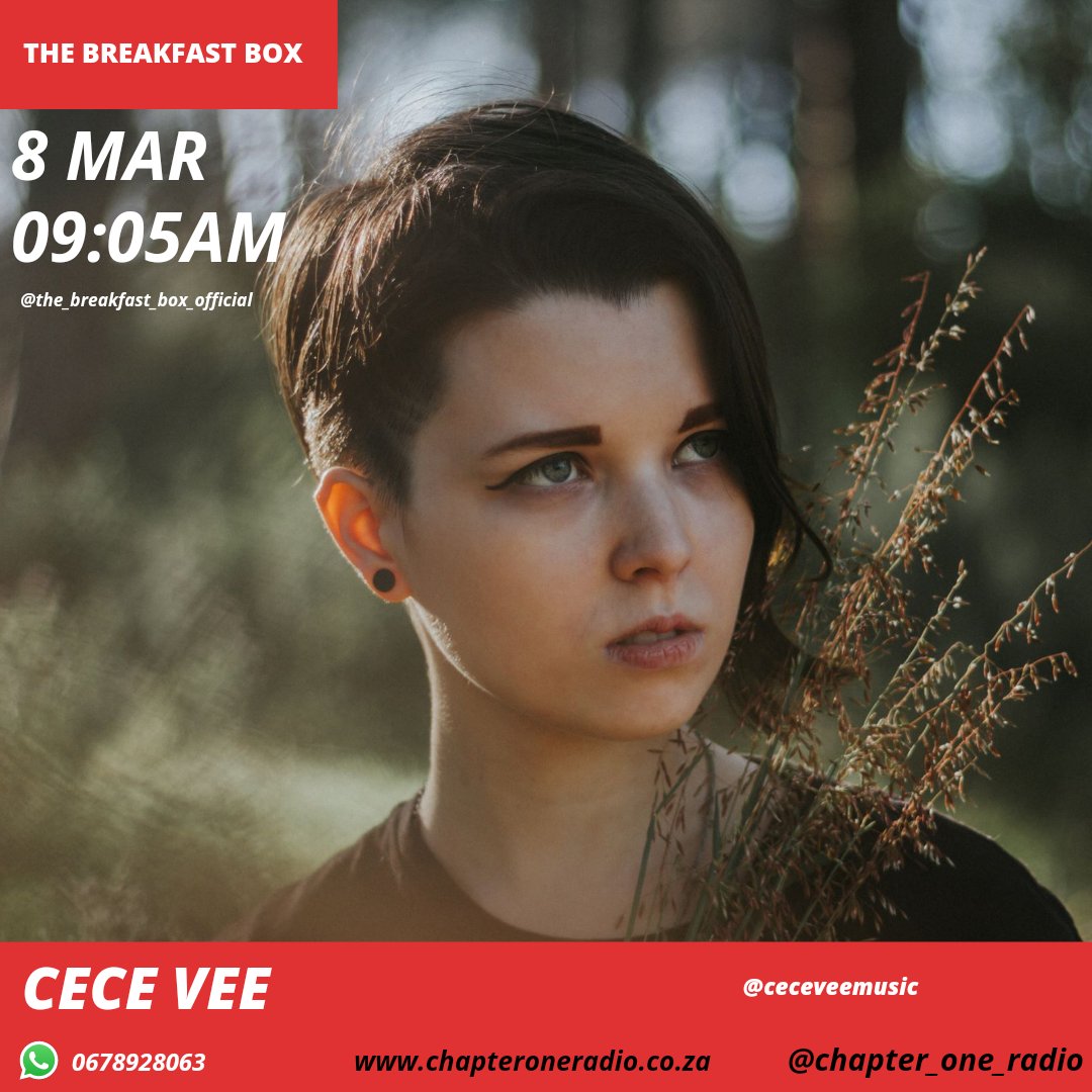Catch <a href="/CeceVeeMusic/">Cece Vee</a> LIVE on The Breakfast Box this Monday at 09:05am with @Johnbradio1 EXCLUSIVE to <a href="/radio_chapter/">Chapter ONE Radio</a> where we discuss her latest release "Wild Hearts".

Streaming Option chapteroneradio.co.za

Whatsapp 0678928063