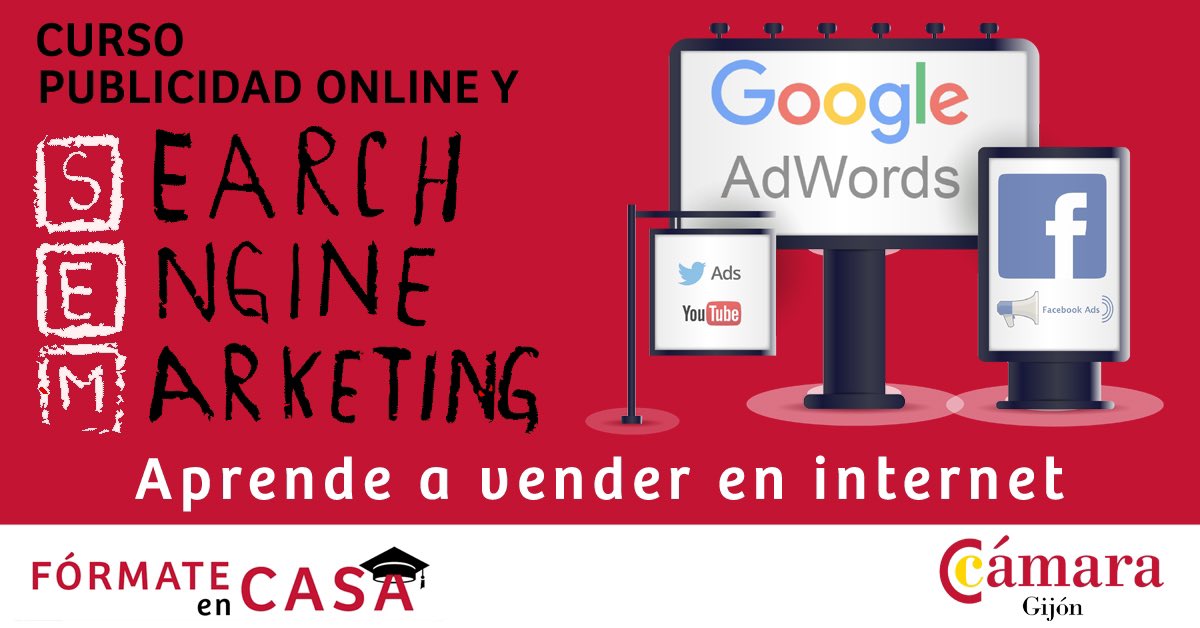 CURSO #PUBLICIDAD ONLINE y #SEM por #streaming.

👉🏽VENDE EN #INTERNET 

🗓️22, 23 y 24 #marzo 
⌚️16.30-19.30 (9h)
💳120 €
👨🏻‍🎓#Formacion en directo
🧑🏻‍💻<a href="/ibonberra/">Ibon Berra</a> 
🏛<a href="/CamaraGijon/">Cámara de Gijón</a>
🏗<a href="/Comunicaprof/">Comunicación Prof.</a>

Info👉🏽 bit.ly/3bggzUm

#MásterSMAsturias #MásterSMÁlava 
#mkdigital #ads