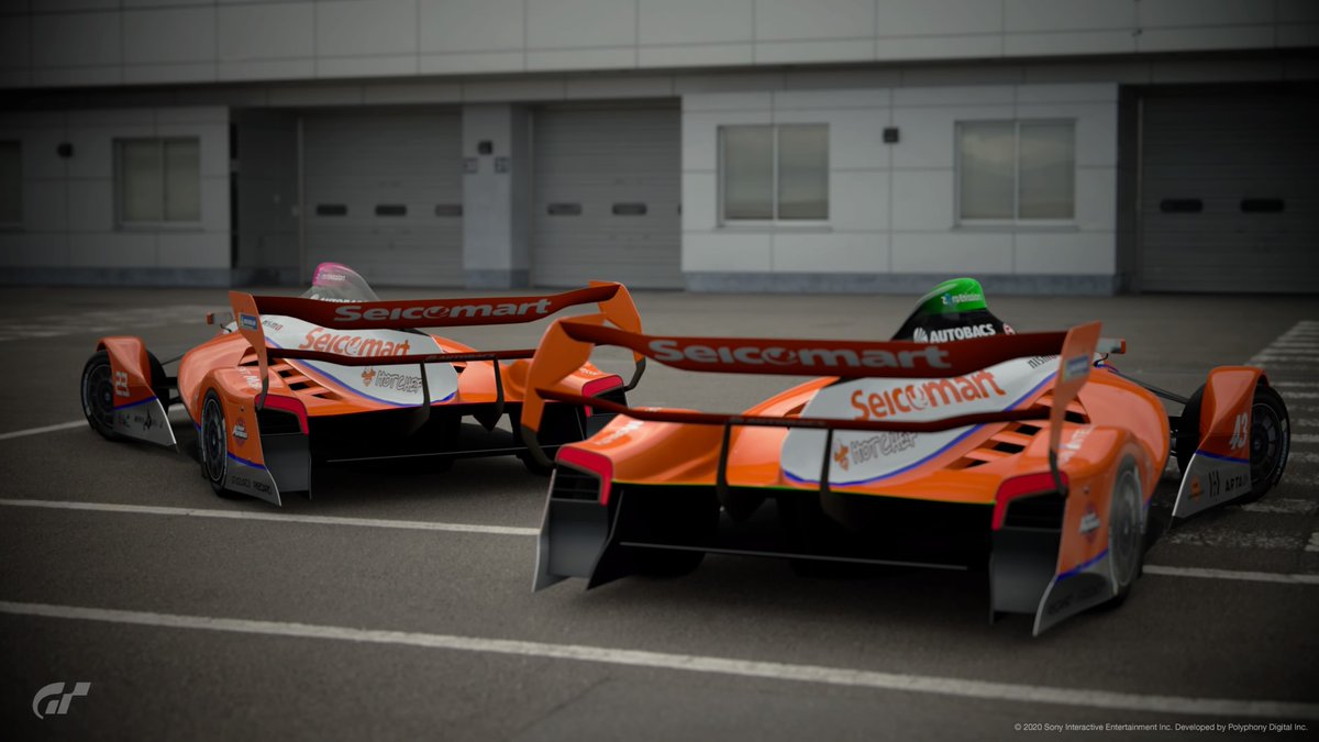 TeamSecoma's tweet photo. マシン名：Team Secoma FE 002

チーム名：Team Secoma NISSAN

No.43
セバスチャン・ガラッテル (Sebastien Garatell)
@KyGaraiya

No.23
グレイ・しぐれん (GRY Siguren)
@GRY_Siguren_ 

#FightTSM #GTS_FE https://t.co/inxRsQOq1P