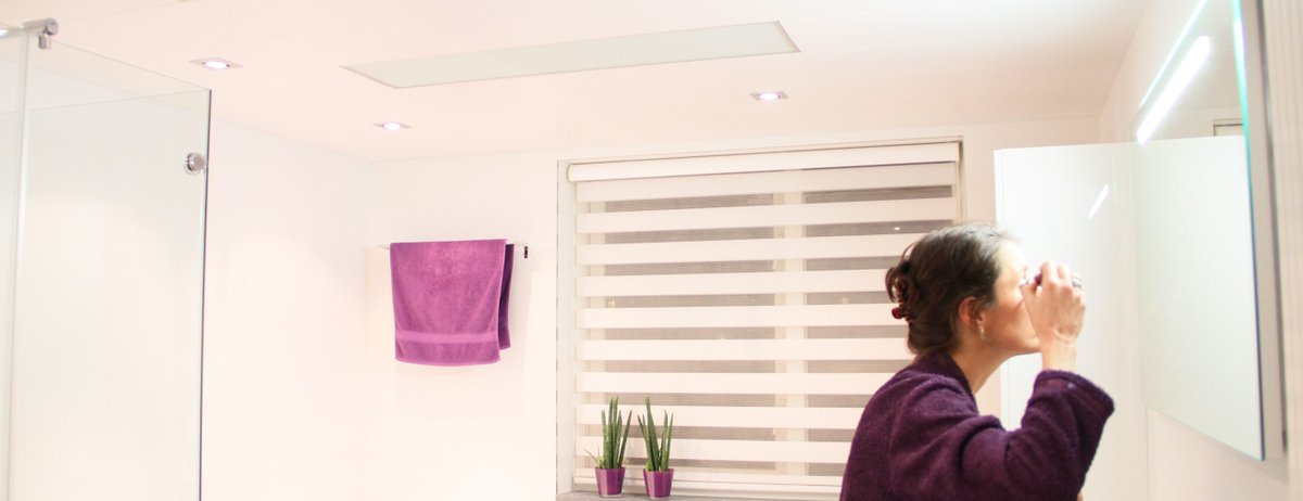 Is het koud in je #badkamer? Met HR #infraroodverwarming is dit probleem snel opgelost. #infraroodpanelen per ruimte te schakelen, heerlijke #warmte zonder hoge kosten. 
#Gasloos #elektrisch #verwarmen met HR #Infraroodpaneel ideaal voor mensen met #zonnepanelen  info@thermiq.com