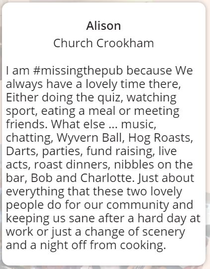 CampaignforPubs's tweet photo. Pubs are the hub of social activity, home to much more than just having a pint! Are you #missingthepub like Alison is? 

Then Join the online conversation to say what you are missing most about our #pubs  https://t.co/SOaHXvS5sh 

We would love to hear what you have to say! https://t.co/4lWnst9oSZ