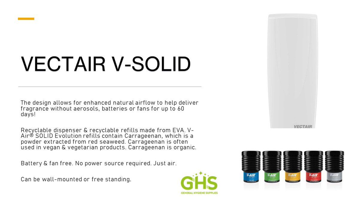 HygieneGeneral's tweet image. Would you like to use an air freshener that does not need aerosols, batteries or propellants?

generalhygiene.co.uk/product/vectai…

#airfreshener #aircare #fragrance #washroom #dispenser #carrageenan #recyclable #ecofriendly #smartthinking #hygiene #30yearsinthebusiness