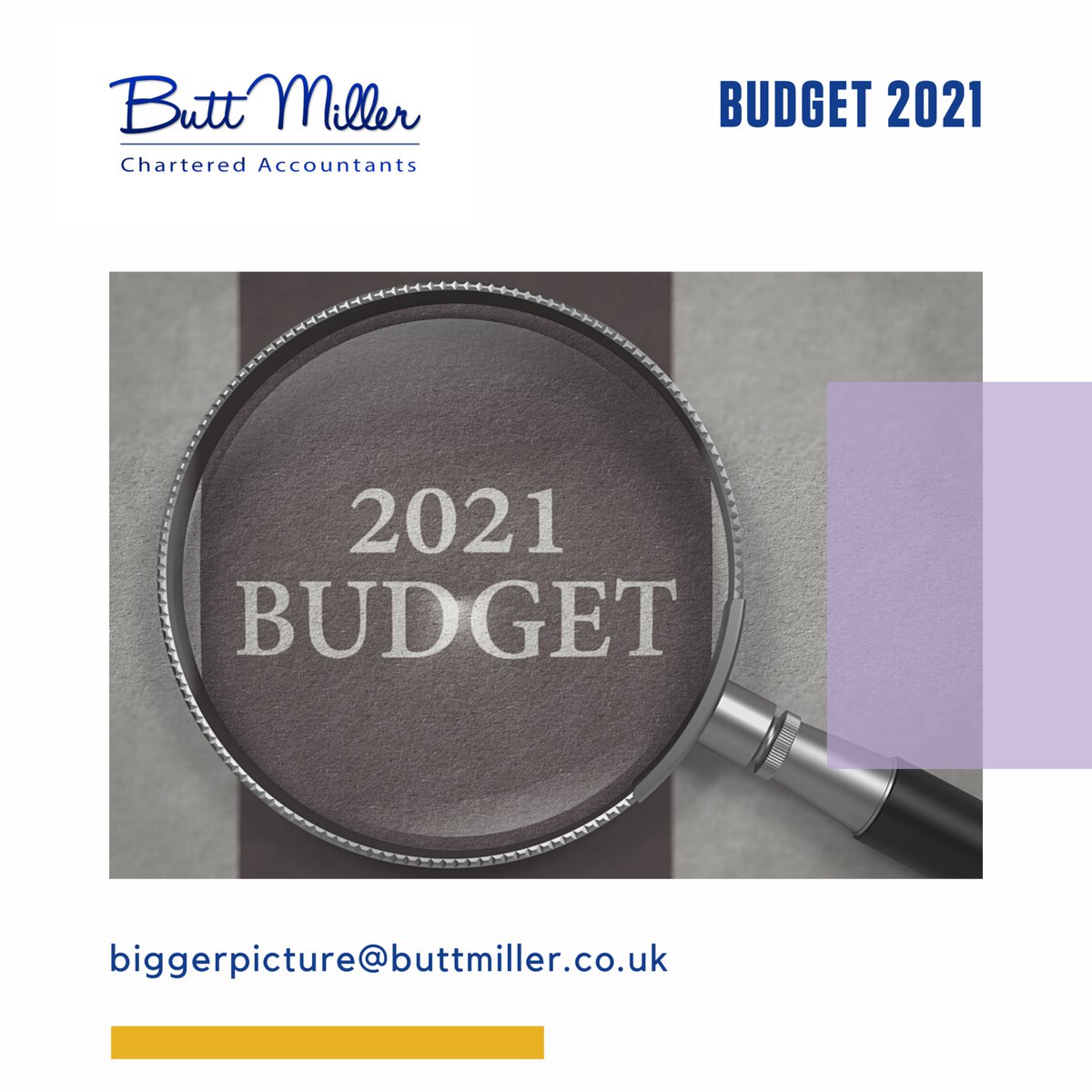 Butt_Miller's tweet photo. Have a read of our latest blog, an overview of the 2021 budget.
https://t.co/eFQrO4UYVe  
#buttmiller #2021budget #accountants #surrey #2021budgetexplained https://t.co/O8YRJBMpOs