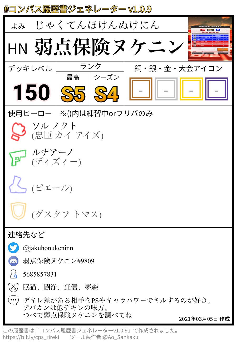 弱点保険ヌケニン コンパス履歴書なるものを作成した コンパス コンパス履歴書 T Co Pisqveraww Twitter