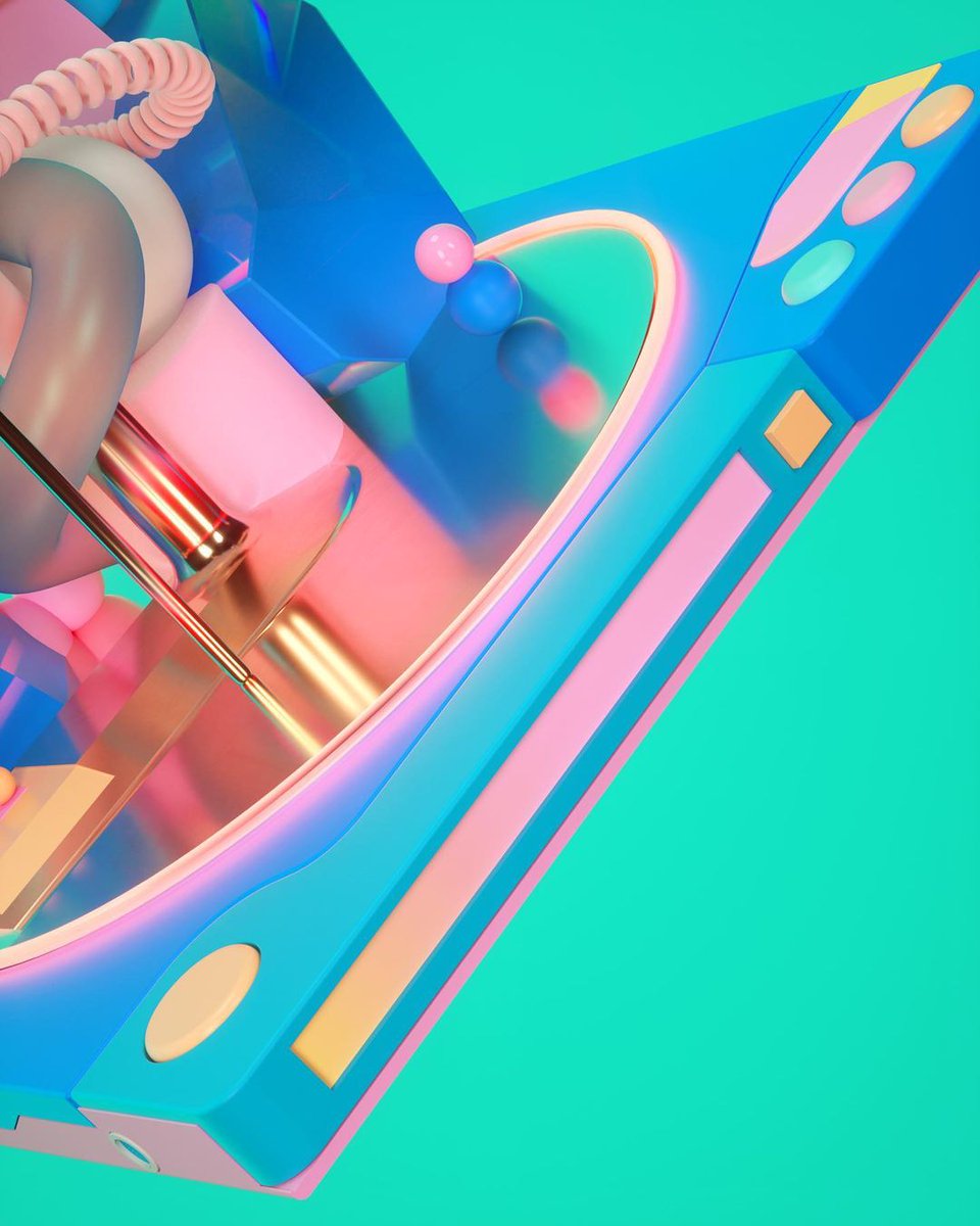 New collab with my self from the past: the one that used to be crazy with colors and wobbly shapes.

Hard surface blended with organic stuff, you know that moment.