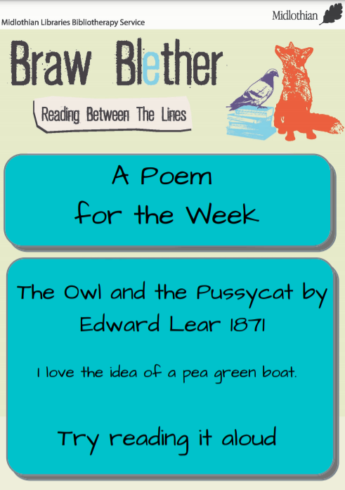 Juliet, our brilliant Bibliotherapist, is back to share another poem in her bid to help spread some inspiration, creativity, and wellbeing 😊

1/2