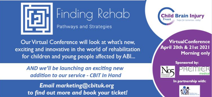 We wanted to share with you the exciting news that we're partnering with <a href="/cbituk/">Child Brain Injury Trust</a> to deliver their 2021 Annual Conference 'Finding Rehab'. On 20/21 April they'll be showcasing a range of speakers who are experts in their field. To find out more visit: bit.ly/3bfV7Pm
