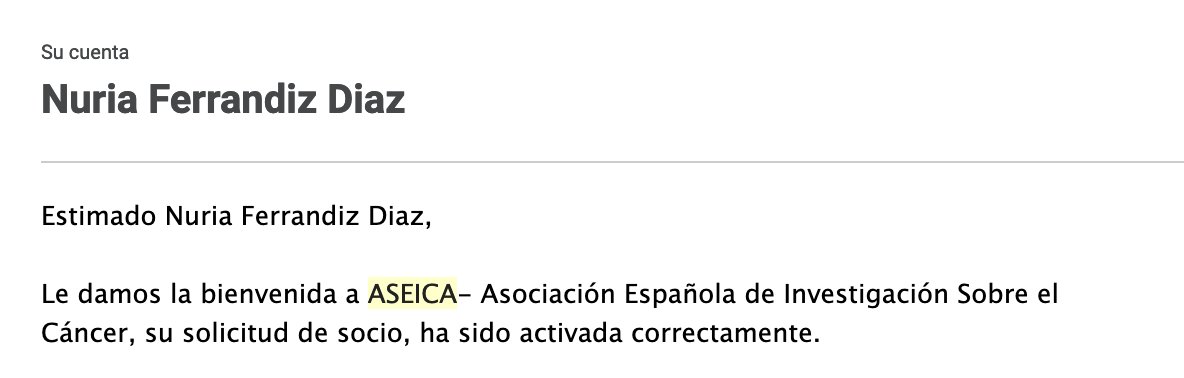 Happy to become a member of this fantastic association full of great scientists, research centres and scientific companies. They do a fantastic job supporting young talent,female researchers and outstanding basic and clinical research @ASEICAnews #aseicamujer #8M #yoPuedoTuPuedes