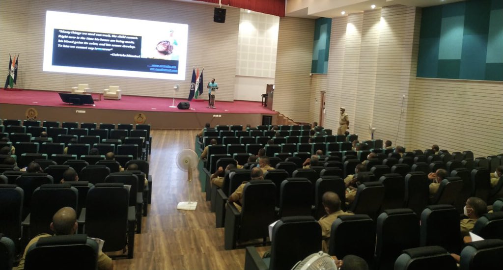 saifsabil's tweet image. Delivering a talk on #police and #children based on our ‘Resilient Mind, Empowered Children’ program at the training program for around 160 Sub-Inspector trainees, organised by Kerala Police Academy.
@mbtunited @UNICEF 
@TheKeralaPolice #KEPA