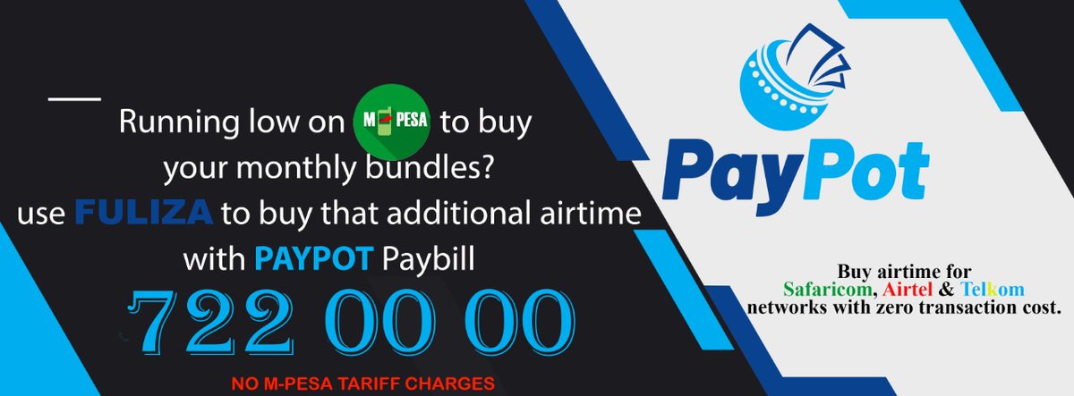 Buy Airtme with Paybill 722 00 00 even with Fuliza. No Transaction charges..

 Nakumat freeedgarobare juja khalwale  drake