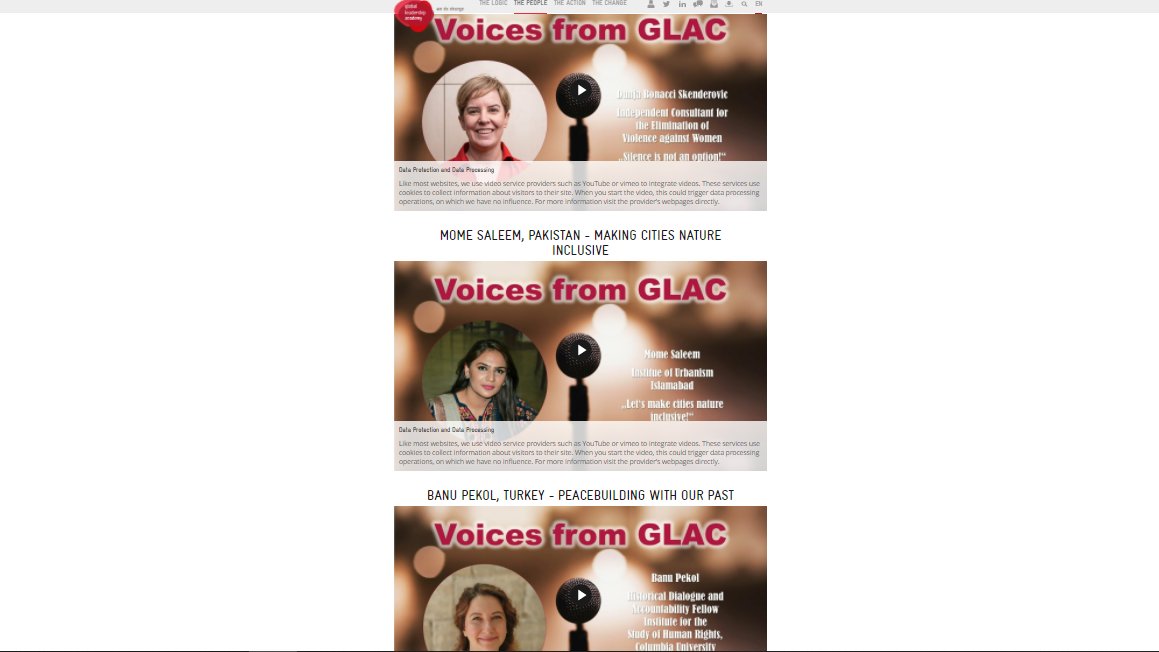 GLAC2018's tweet photo. This #gender week, listen to three inspiring women and their stories from breaking #GBV to more inclusive #urban spaces! https://t.co/JrD0juPQ5w coached by the wonderful @Mel_Cheary and supported by @elsamariedsilva @diplomacy_lab @int_urb @iac_berlin @afmec_camawmed https://t.co/7fOLqaFveG