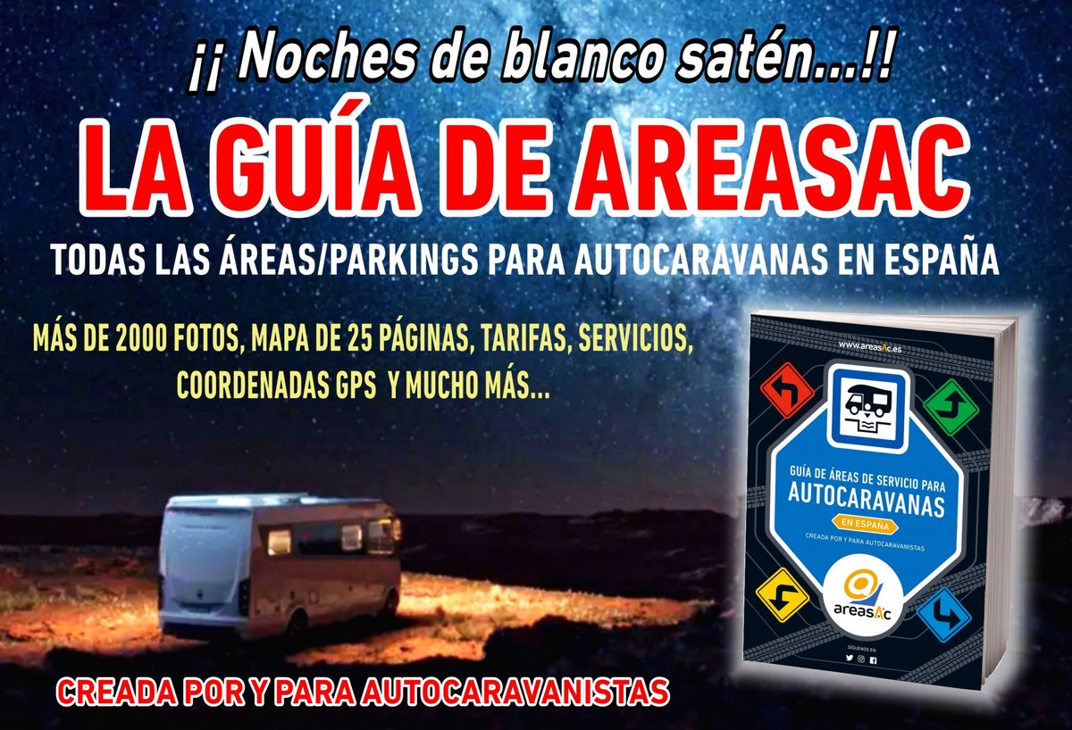 ¡¡ Ya queda poco para volver a rodar !!
y en tus Rutas y Escapadas en #Autocaravana no puede faltar la Guía de Áreas creada "por" y "para" #autocaravanistas.
La tienes en estos puntos de venta... pst.cr/yNLi8
y también puedes conseguirla aquí... bit.ly/Guia_AreasAc