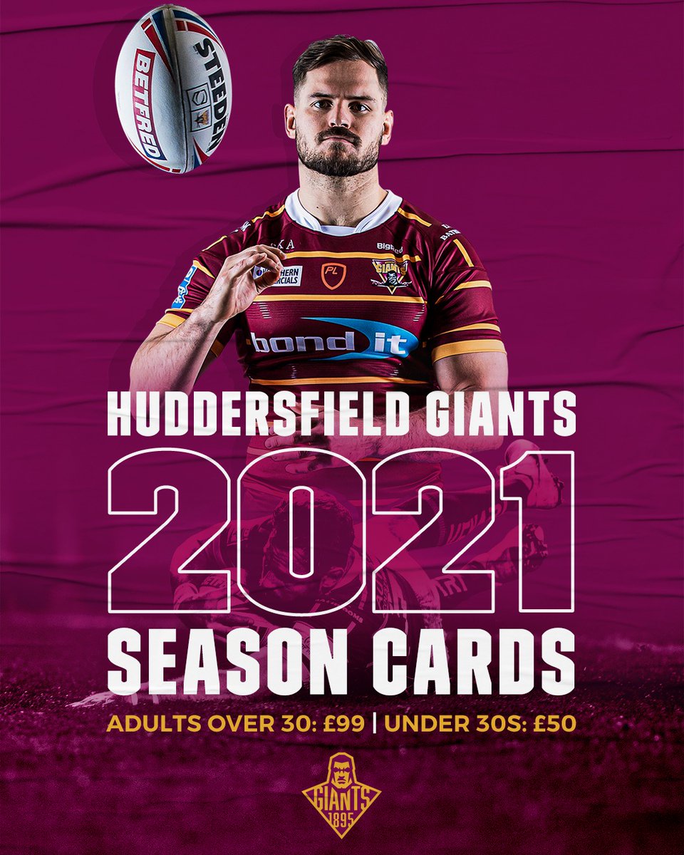 2021. You have to be there. 

£99 for Over 30s, £50 for Under 30s.  🤯

Buy now 👉giantsrl.com/seasontickets