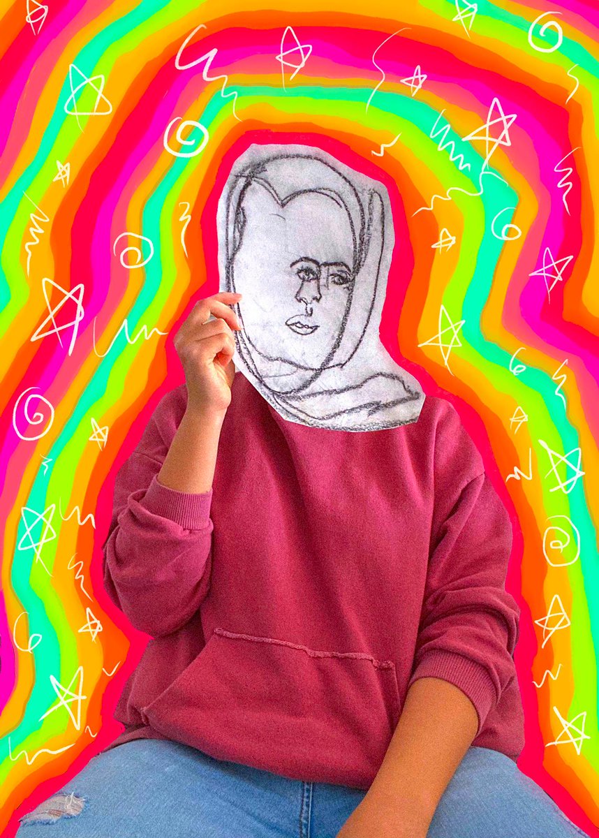 aishaofcl's tweet photo. I was looking through my old art and found this masterpiece 😂 It was part of a class assignment where we had to make blind self portraits (look at ourselves in the mirror, draw ourselves without looking at the drawing). This drawing became an inside joke with our batch 😂 https://t.co/9vjmrbz2k5