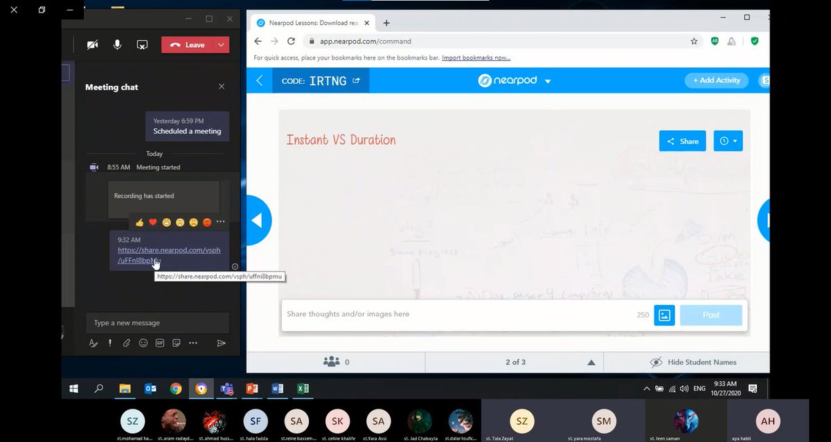 AyaHabli's tweet photo. Online Learning can be extraordinary and fun experience while using @nearpod in our Physics online sessions for Grade 8 learners.
Pictures below show “Live Participation” using “Collaboration Board” in @nearpod  #interactive #HHHS
@Hhhsinfo @nearpod https://t.co/AyL0zvRjYw