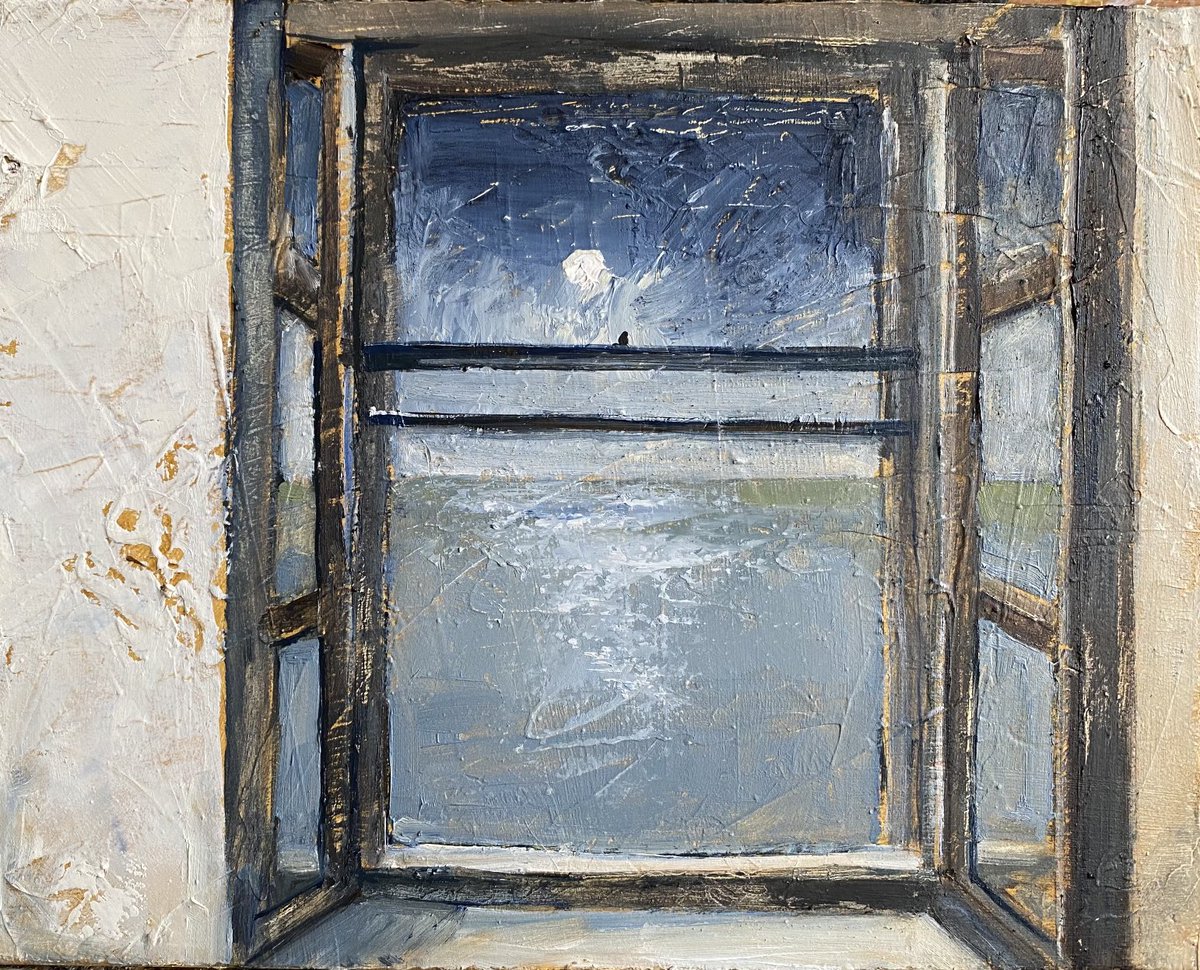 staithesartist's tweet photo. #WIP Sea Breeze. Building up the courage to add a Andrew Wyeth type curtain! #windowproject #lockdownlife #seascape #artistlife https://t.co/RHezVVooDd