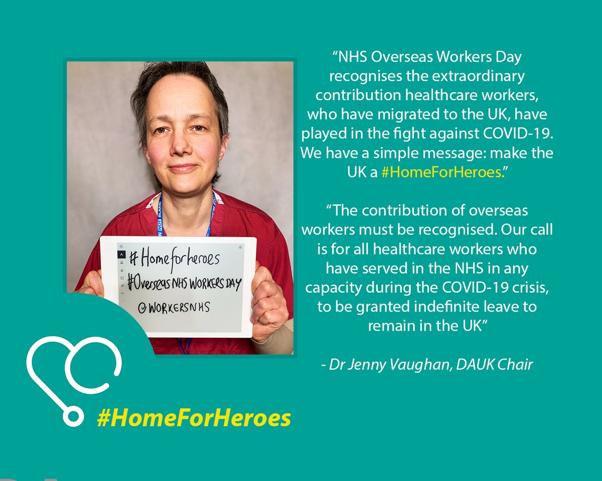 TheDA_UK's tweet photo. ‼️ Make the UK a #homeforheroes ‼️ - @DrJennyVaughan, DAUK chair 

#OverseasNHSWorkersDay #ILR_4_NHS

Sign here: https://t.co/1gguTSD7nK https://t.co/WUActItoIZ