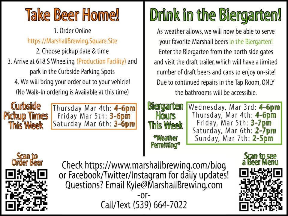HANSONBrothersBeer (@hansonbrosbeer) on Twitter photo Here’s how you can support our friends <a href="/MarshallBrewing/">Marshall Brewing Co.</a>. Their taproom has been closed due to a fire next door, but they're still doing curbside pickup and serving beers in their Biergarten. 🍻 Here’s how you can support our friends <a href="/MarshallBrewing/">Marshall Brewing Co.</a>. Their taproom has been closed due to a fire next door, but they're still doing curbside pickup and serving beers in their Biergarten. 🍻