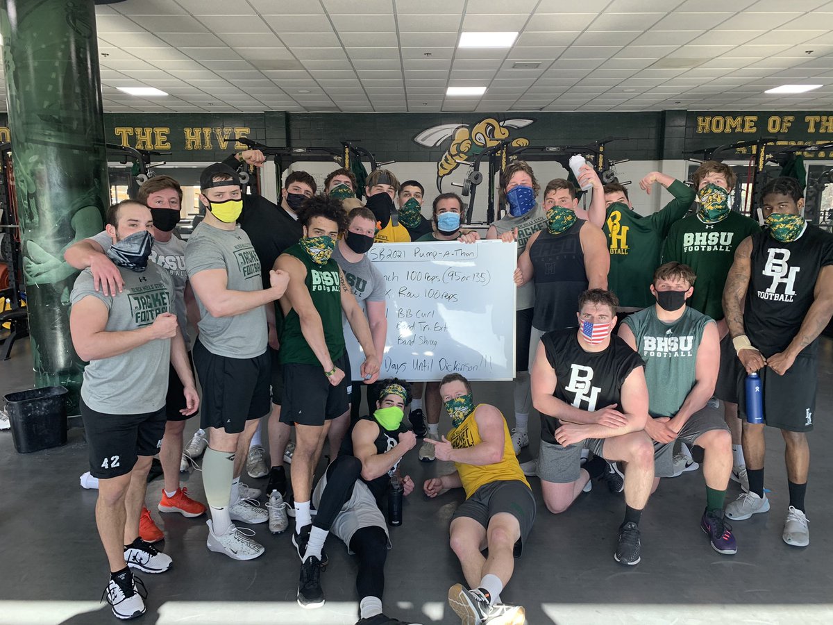 Great finish to Winter Training this morning. Tempo run, then surprised the guys with a fun upper body workout. 181 days till Dickinson St. @BHSUFootball #WeOverMe #RTB #Fight