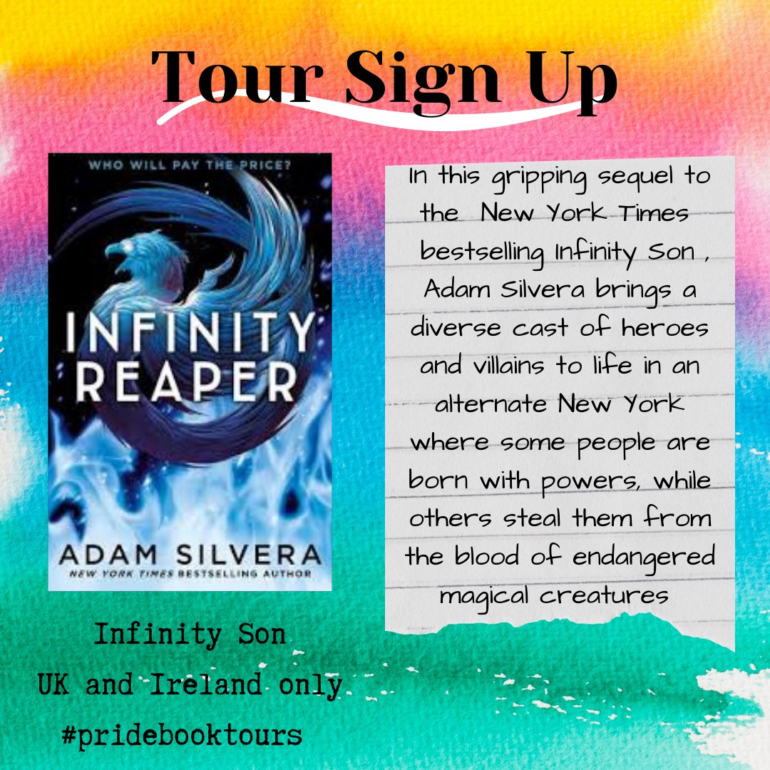 Sign up now for our bookstagram tour for Infinity Reaper by Adam Silvera, the electrifying sequel to Infinity Son - don't miss out on this action-packed story about family, magic and the price of power!
🌈UK &amp; Ireland only
🌈RTs appreciated
pridebooktours.blogspot.com/2021/03/tour-s…