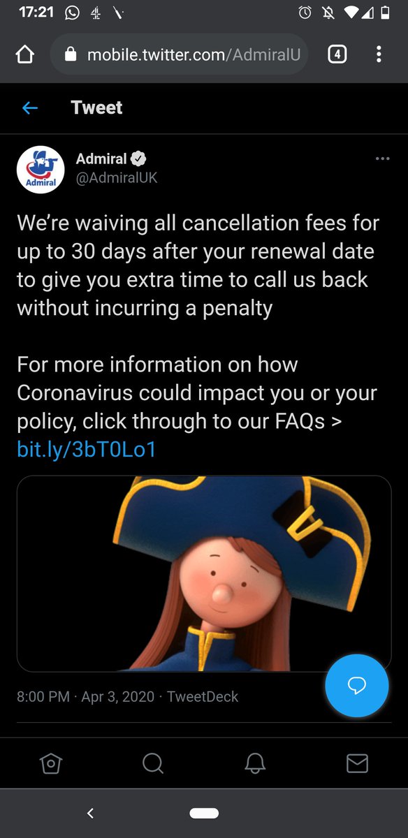 dj_broadhurst's tweet photo. @AdmiralUK my partner has just just cancelled her renewal after 4 days and incurred a £25 fee. The customer service advisor was also quite rude and abrupt with her about insisting she pay this fee... Can you explain why when? https://t.co/BPWxwmcYRZ