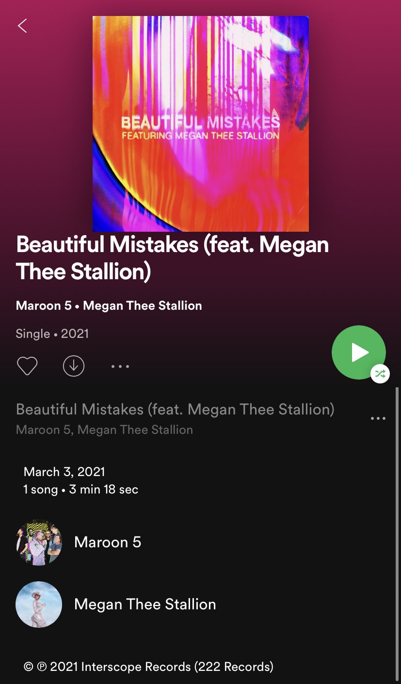 Listen to Maroon 5 and Megan Thee Stallion's new song “Beautiful Mistakes”