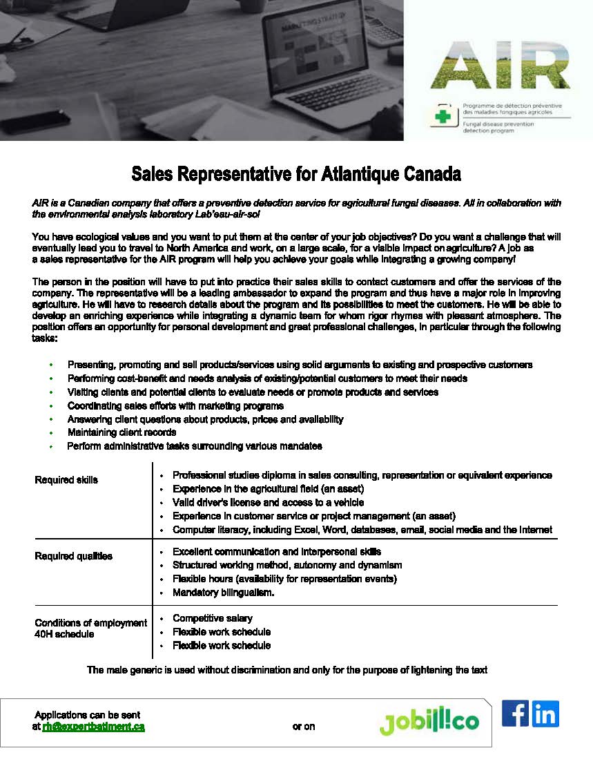 PEIAgSC's tweet photo. Atlantique Canada is looking for Sales Representative. Please check the picture for more information. https://t.co/kN6k7kUO35