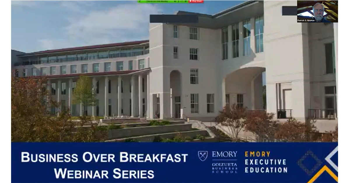 EmoryExecEd's tweet photo. 📺Missed yesterday's Business over Breakfast? Watch now: https://t.co/avb4JJnNK5 

Patrick Noonan (@DecisionJedi) explores how we should be thinking ahead and preparing ourselves for the next inevitable disruptions and disasters that will take place. https://t.co/jmmPTYE5Bi